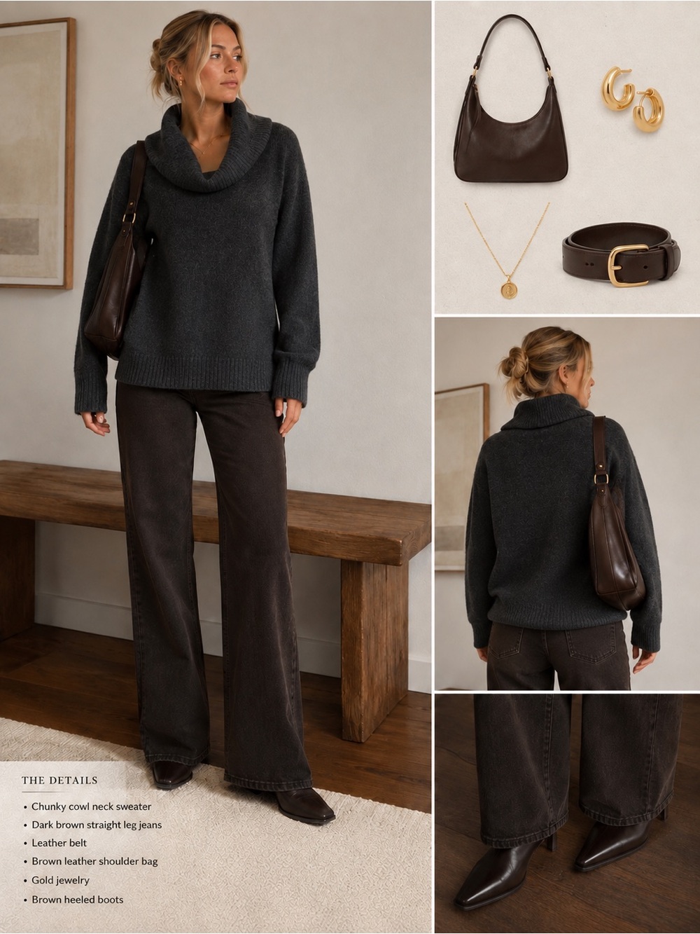 Aritzia Wilfred Free Charcoal Cowl-Neck Pullover Sweater